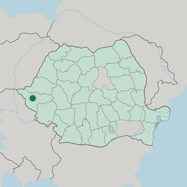 Map showing Timişoara — In Romania