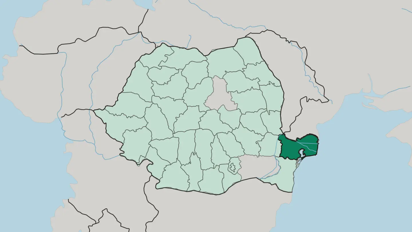 Map of Tulcea in Romania
