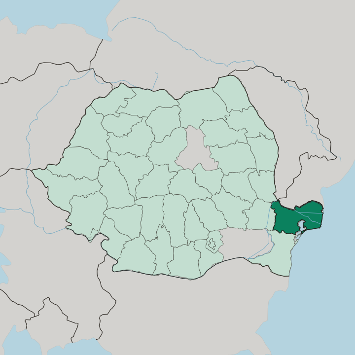 Map showing Tulcea — In Romania
