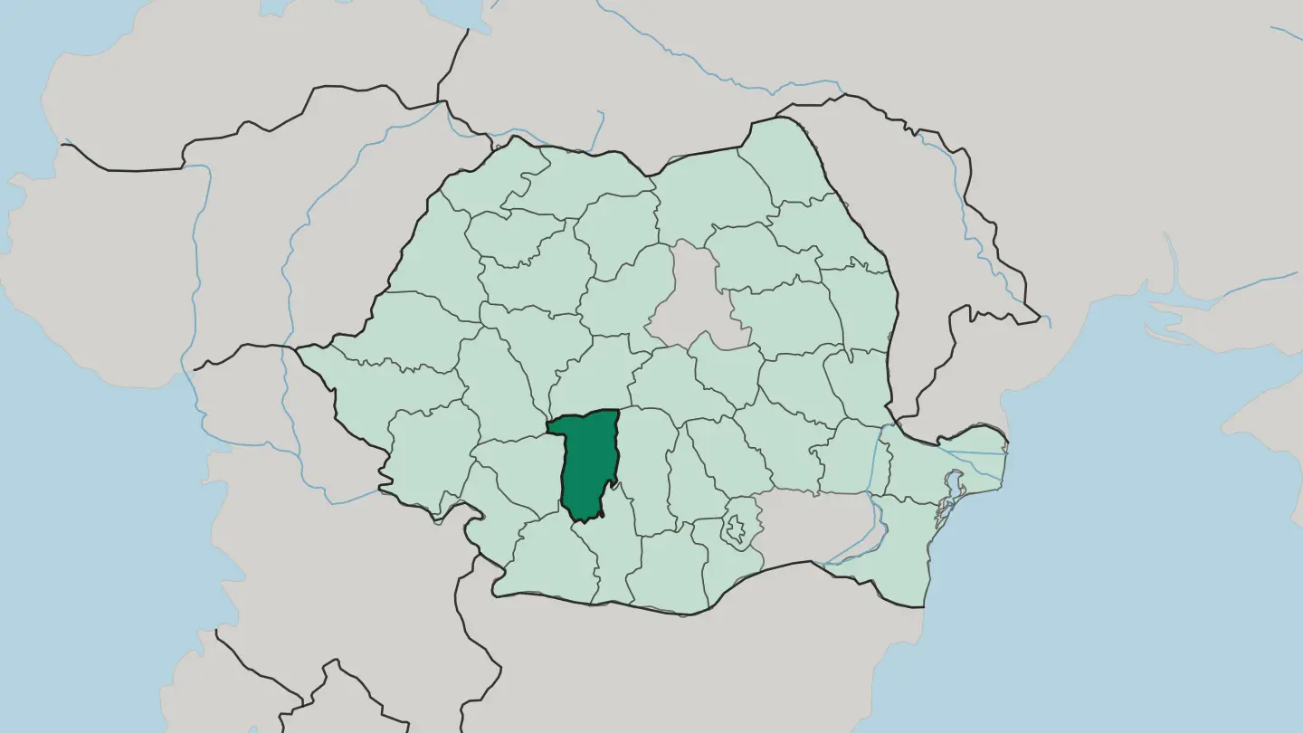 Map of Vâlcea in Romania