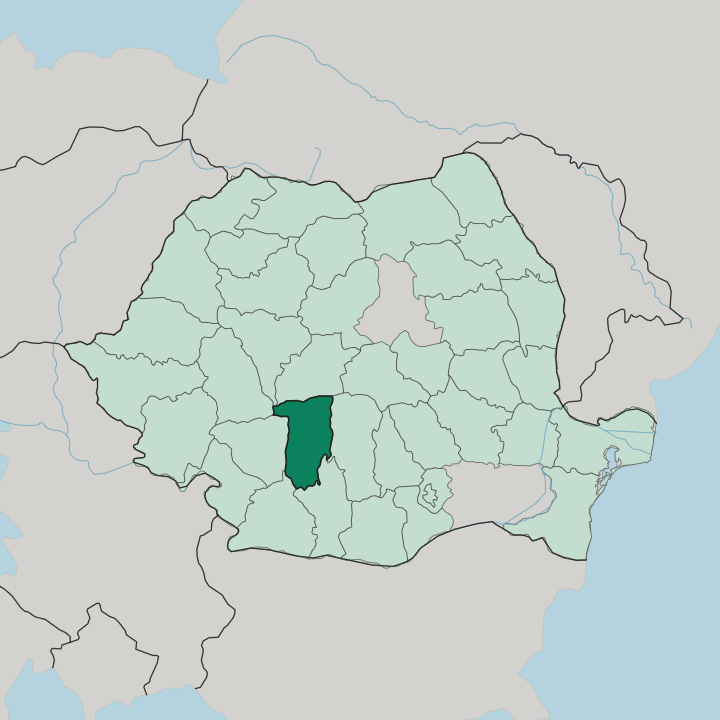 Map showing Vâlcea — In Romania