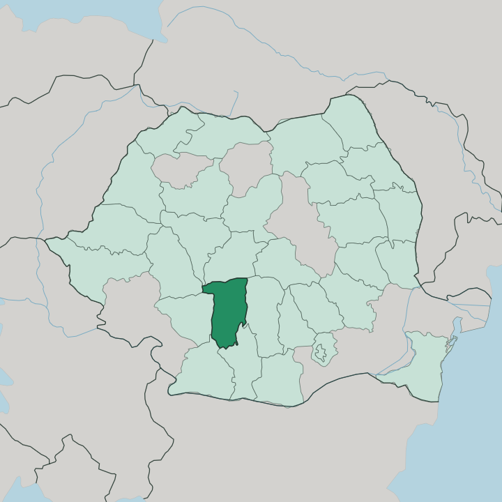 Map showing Vâlcea — In Romania