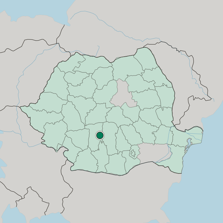 Map showing Râmnicu Vâlcea — In Romania