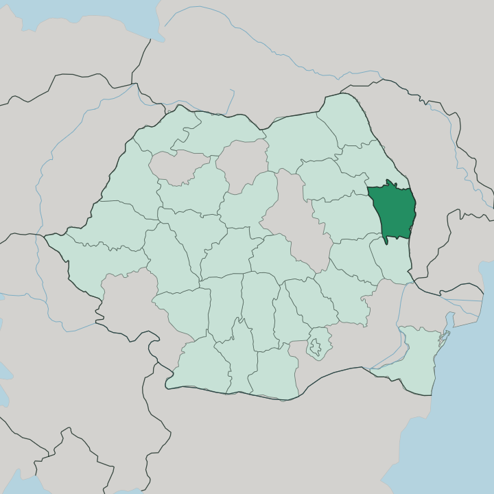 Map showing Vaslui — In Romania