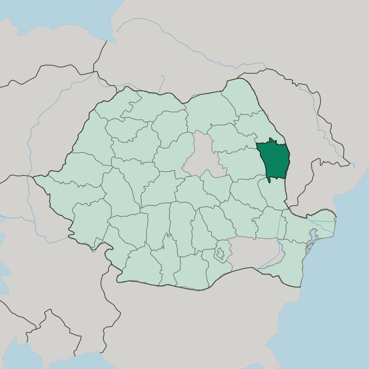 Map showing Vaslui — In Romania