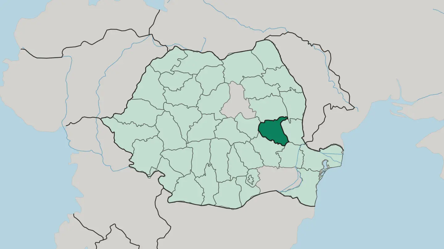 Map of Vrancea in Romania