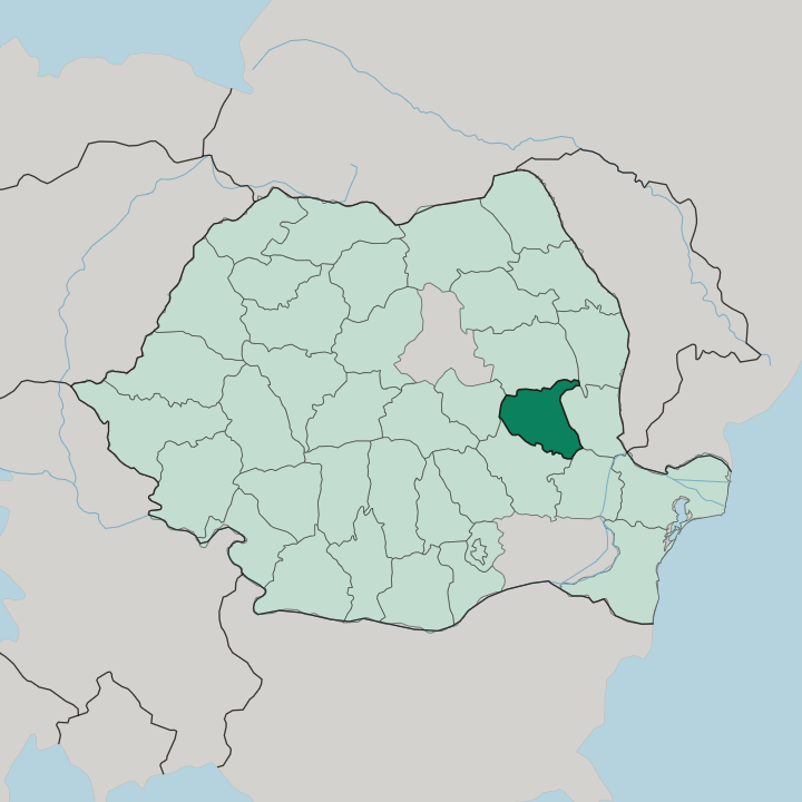 Map showing Vrancea — In Romania