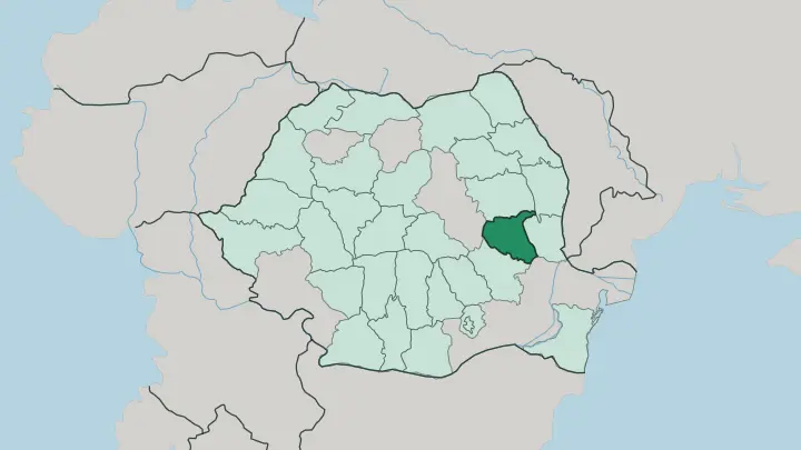 Map of Vrancea in Romania