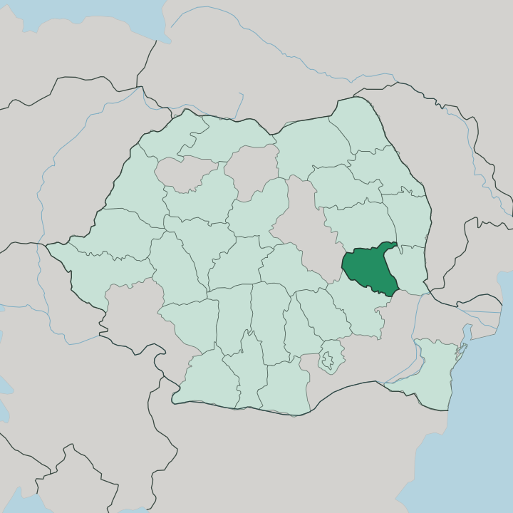 Map showing Vrancea — In Romania