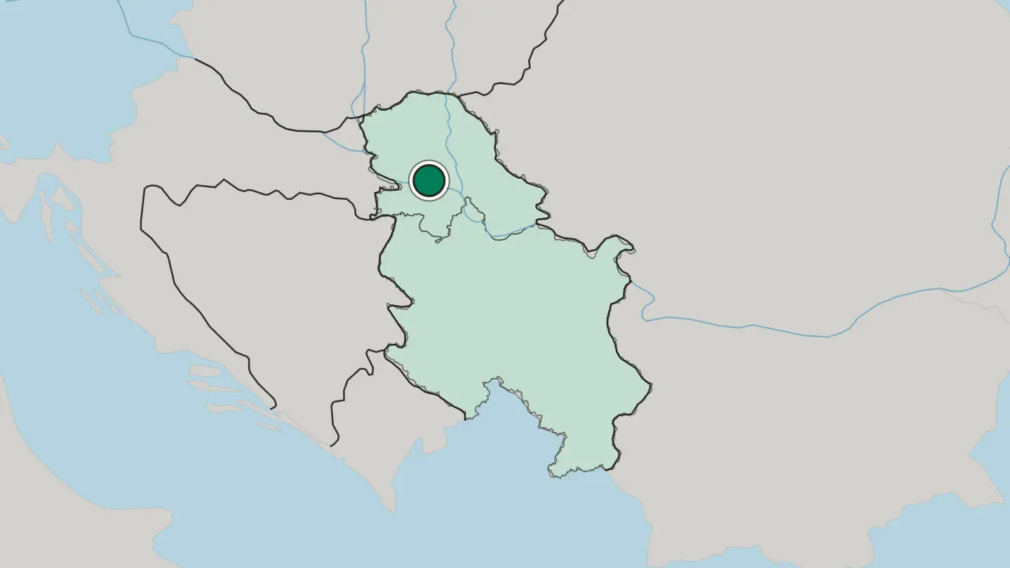 Map of Novi Sad in Serbia
