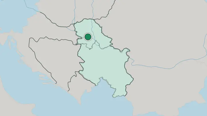 Map of Novi Sad in Serbia
