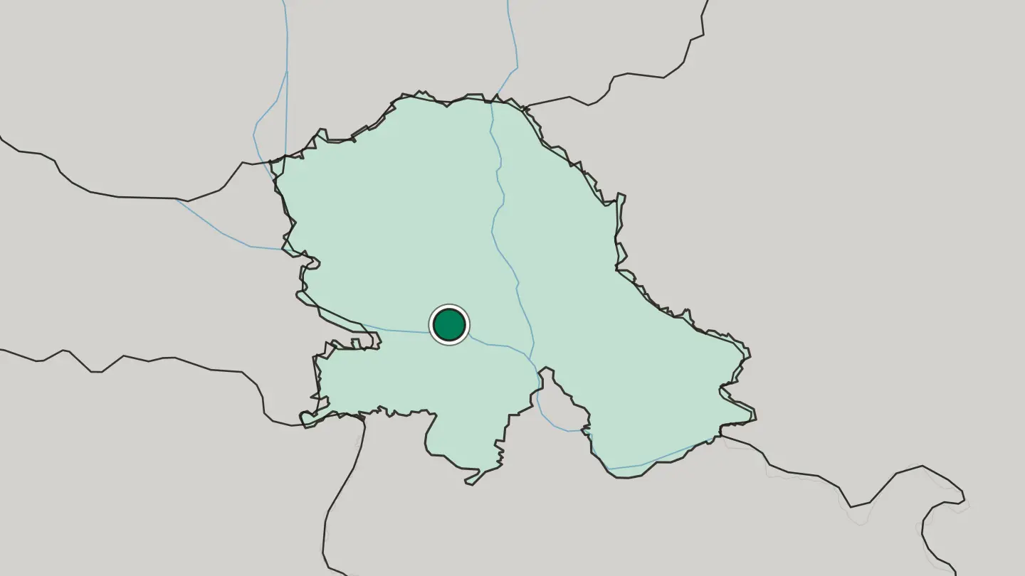 Map of Novi Sad in Serbia