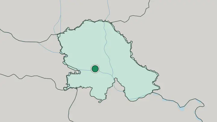 Map of Novi Sad in Serbia