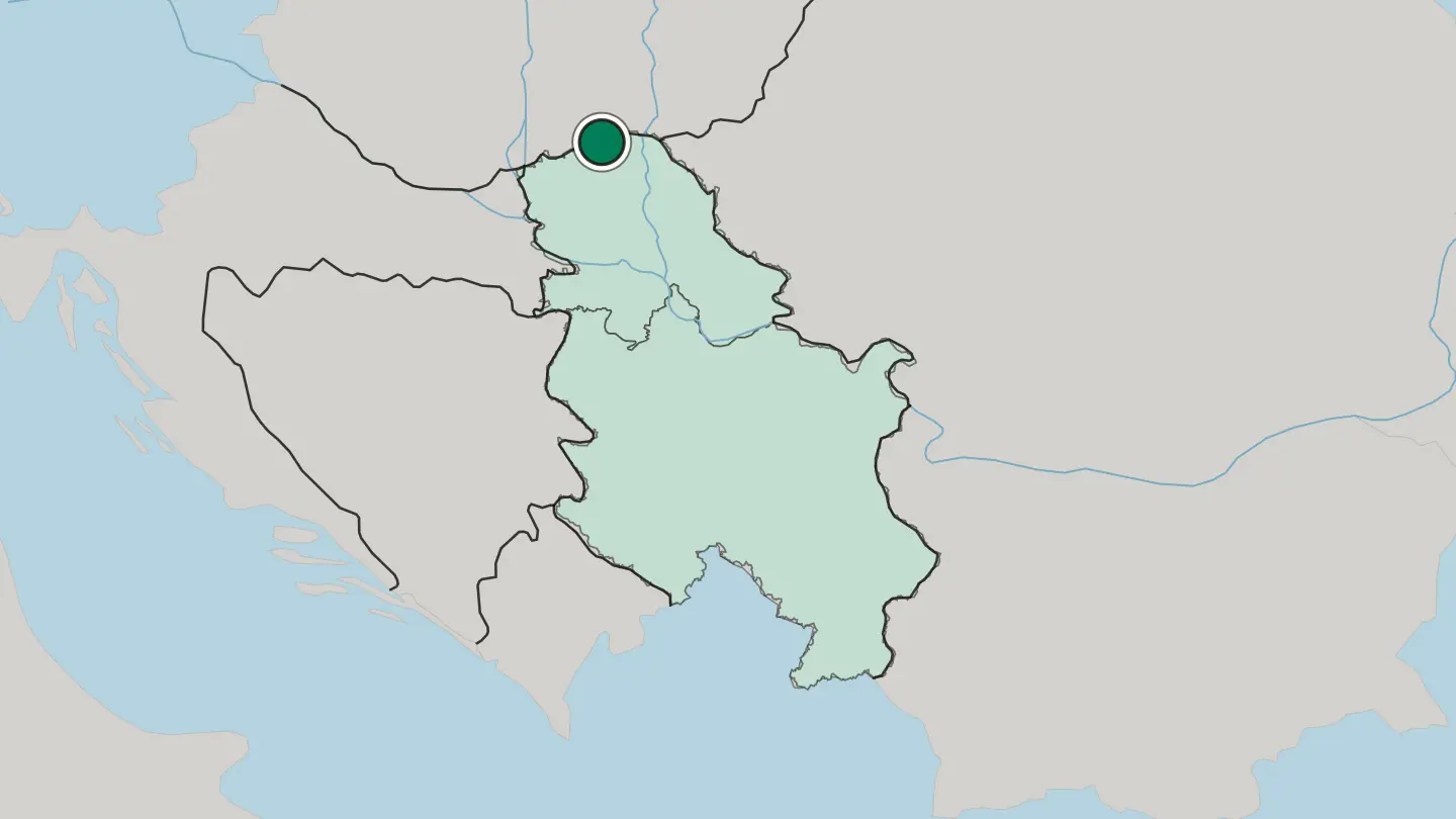 Map of Subotica in Serbia