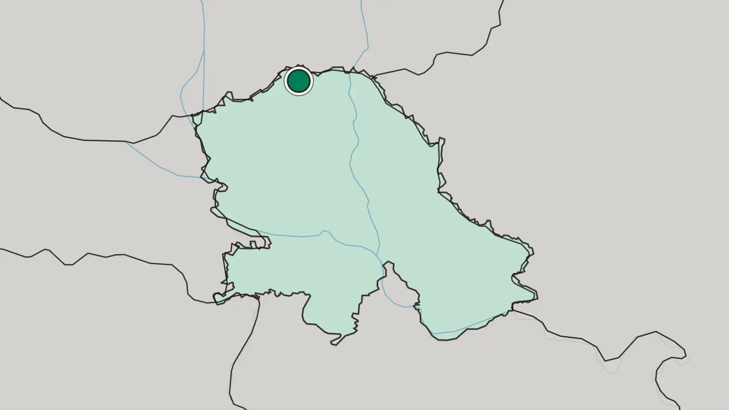 Map of Subotica in Serbia