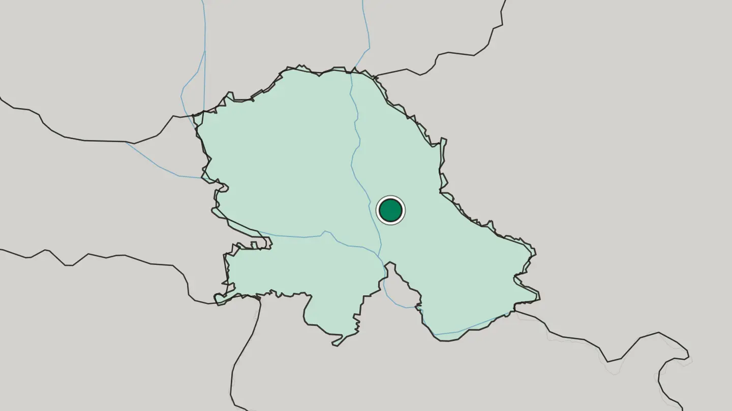 Map of Zrenjanin in Serbia