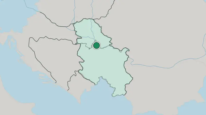 Map of Belgrade in Serbia