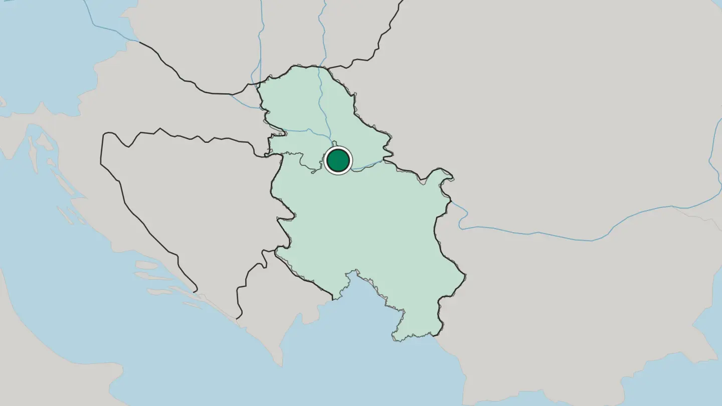 Map of Belgrade in Serbia
