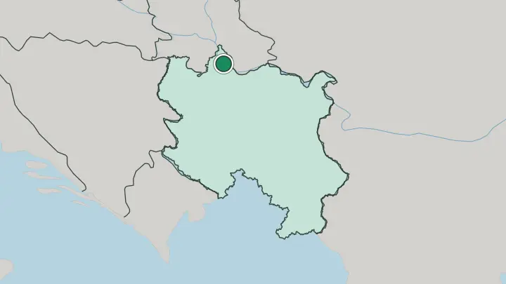 Map of Belgrade in Serbia