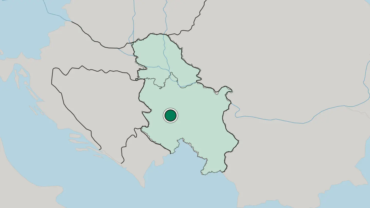 Map of Čačak in Serbia