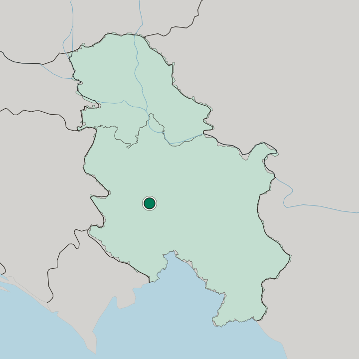 Map showing Čačak — In Serbia