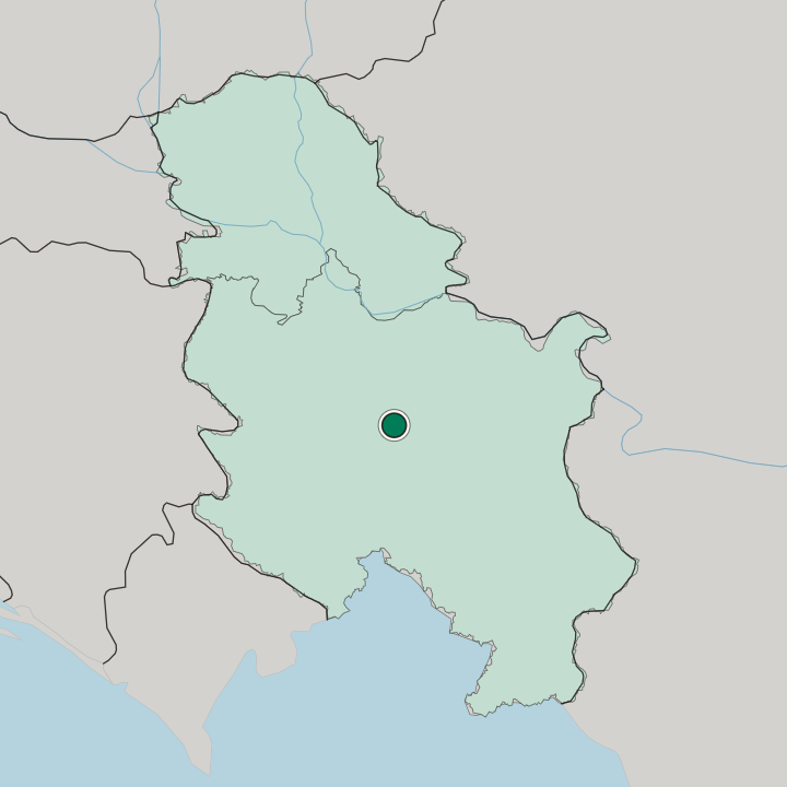 Map showing Kragujevac — In Serbia