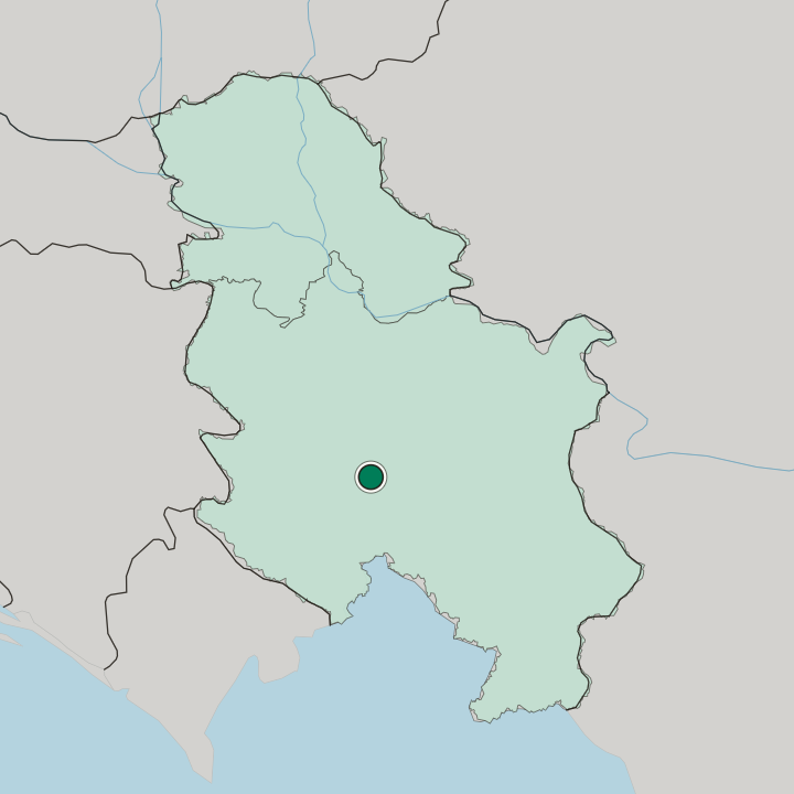Map showing Kraljevo — In Serbia
