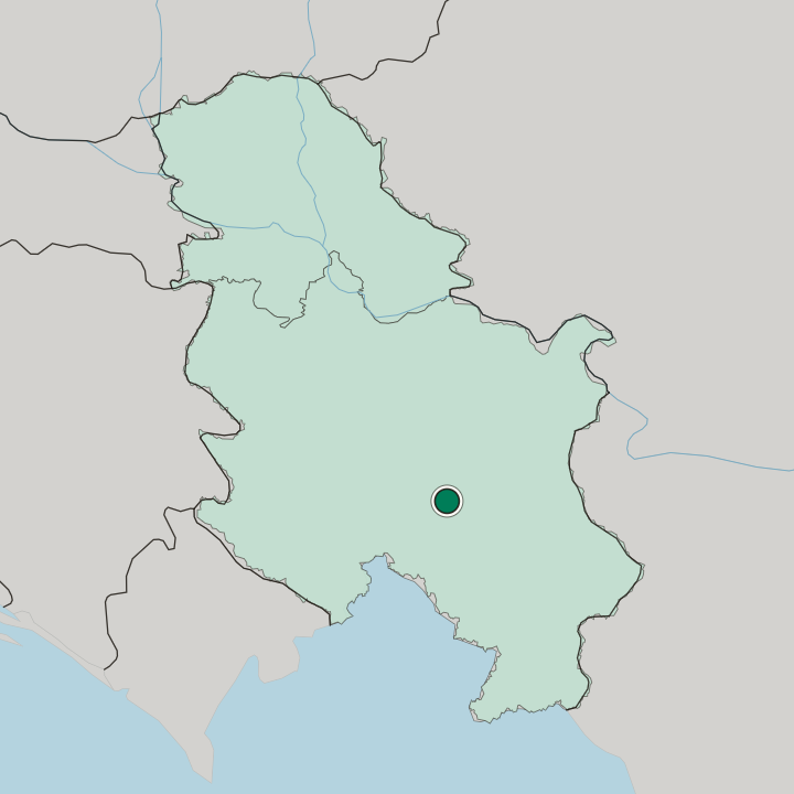 Map showing Kruševac — In Serbia