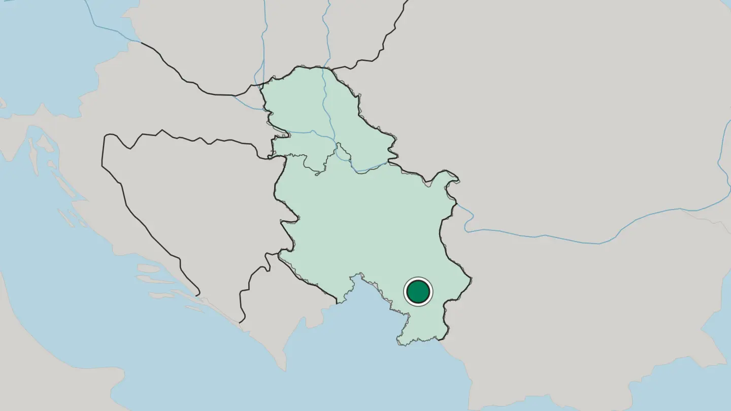 Map of Leskovac in Serbia