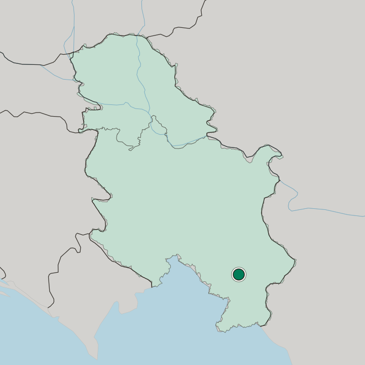 Map showing Leskovac — In Serbia