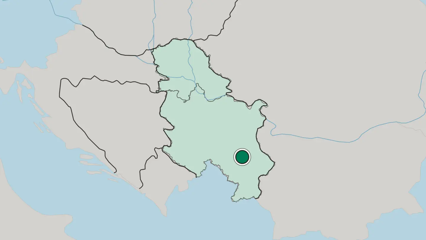 Map of Niš in Serbia