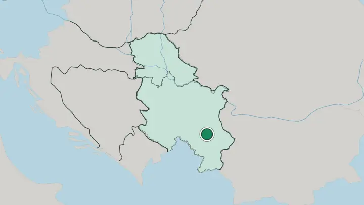 Map of Niš in Serbia