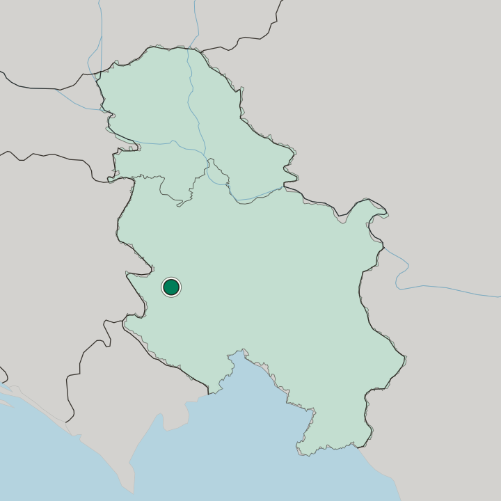 Map showing Užice — In Serbia