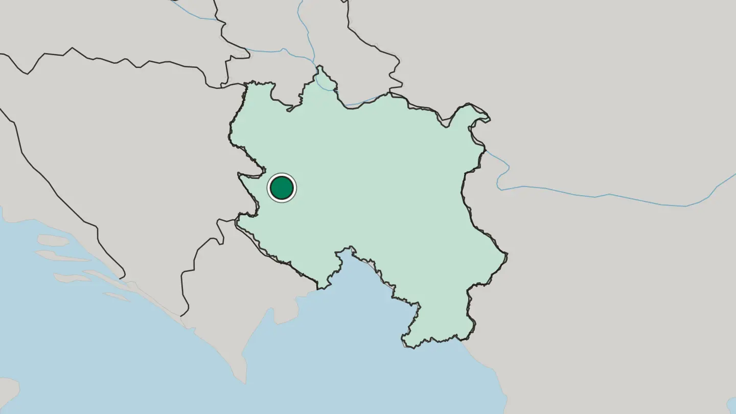 Map of Užice in Serbia