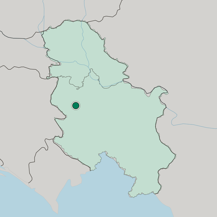 Map showing Valjevo — In Serbia