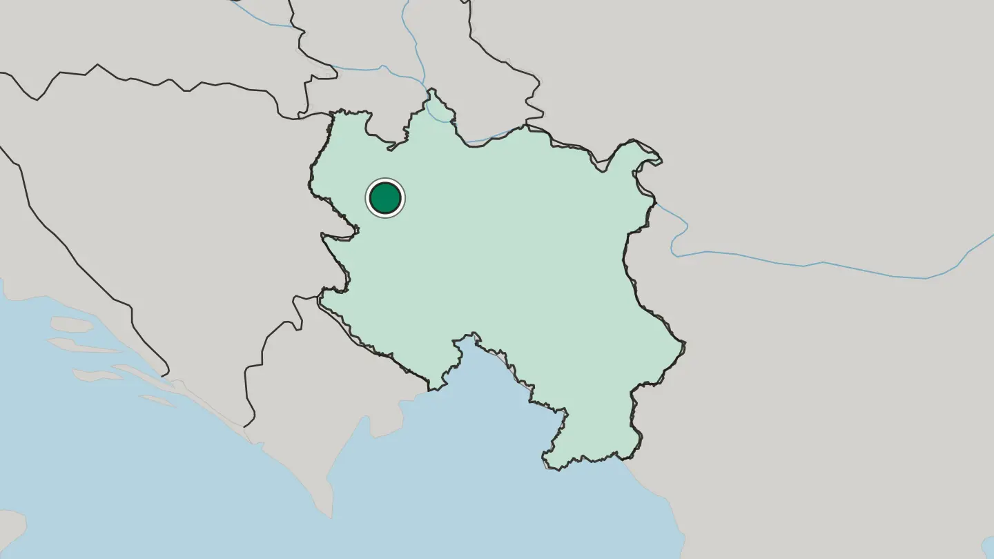 Map of Valjevo in Serbia