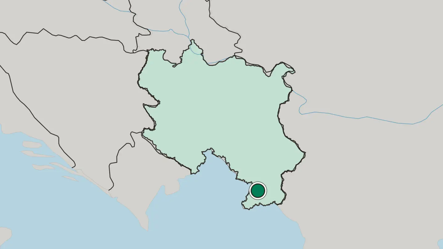 Map of Vranje in Serbia