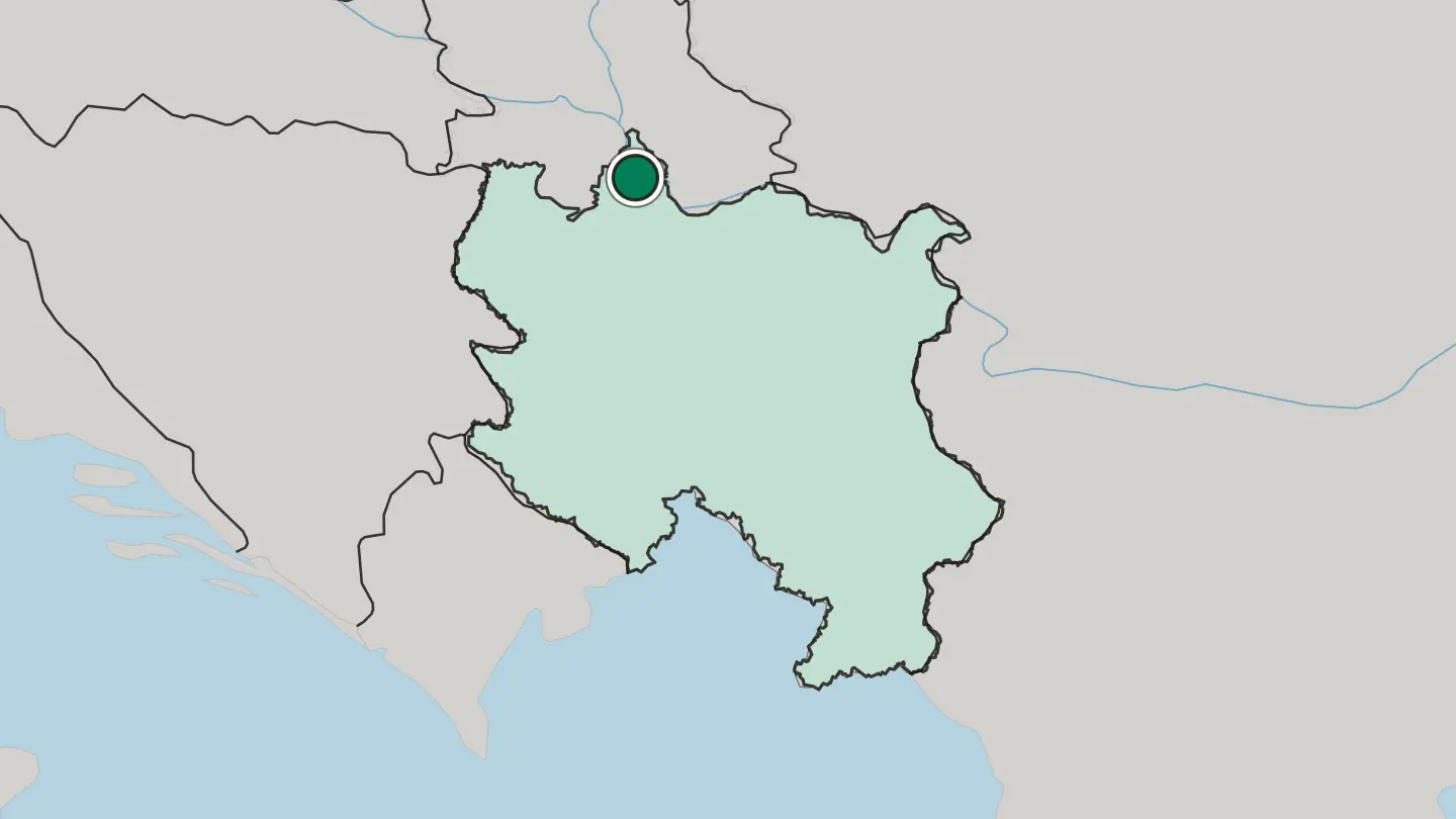Map of Zemun in Serbia