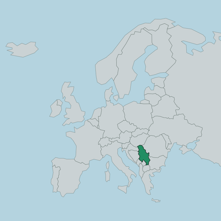 Map showing Serbia — In Europe