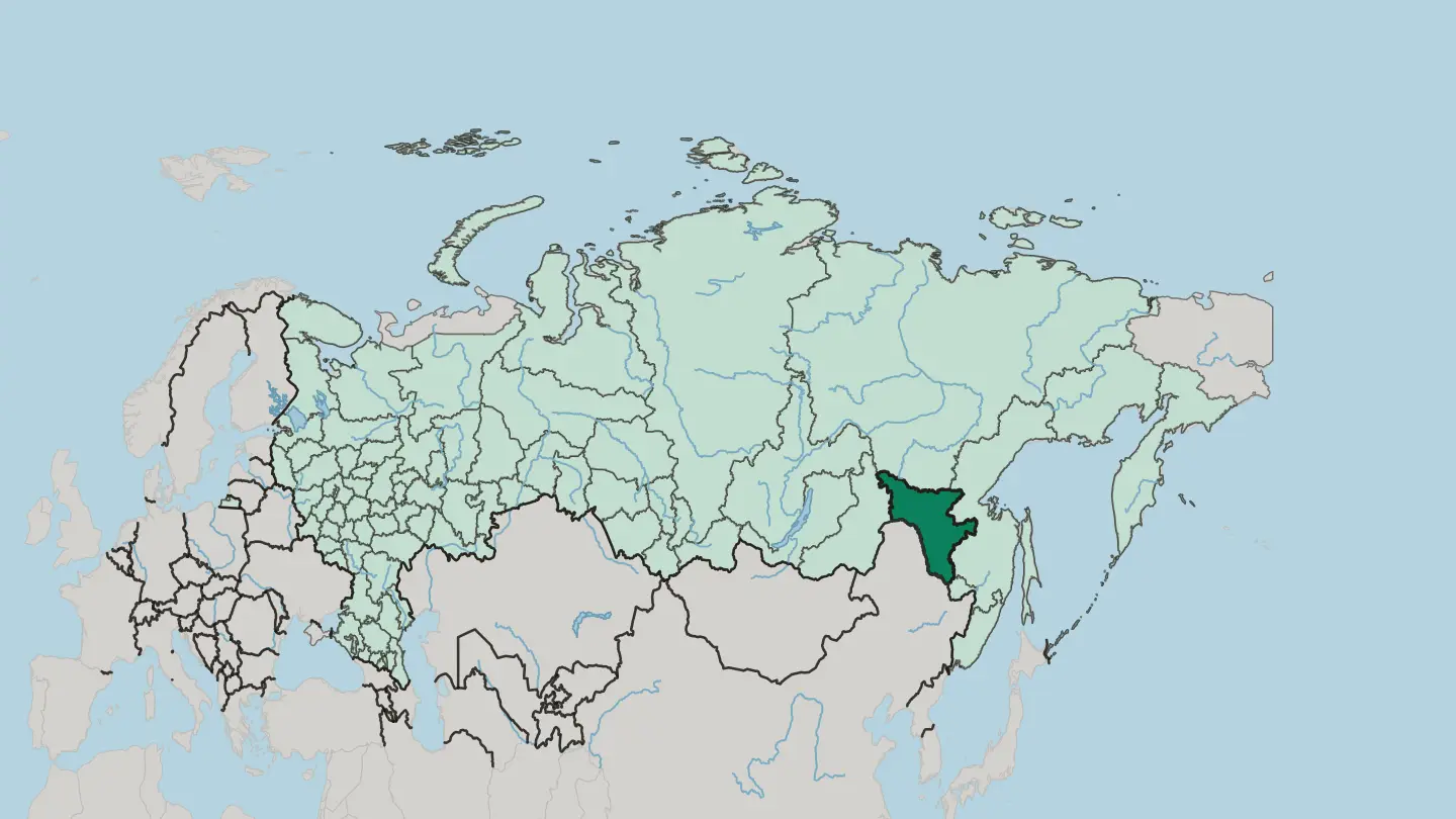 Map of Amur Oblast in Russia