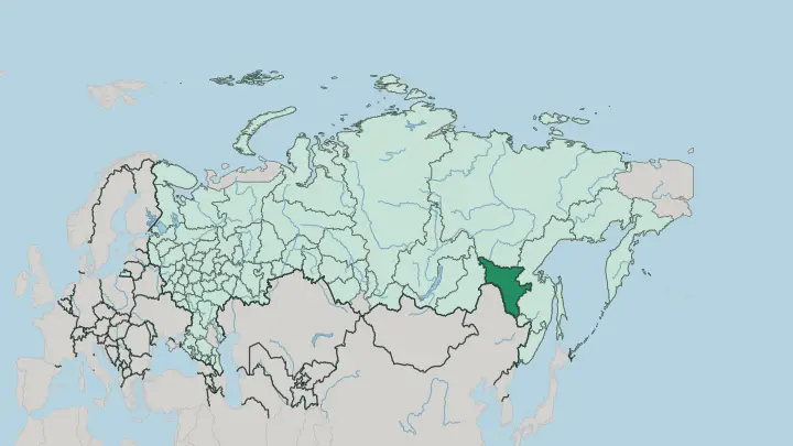 Map of Amur Oblast in Russia