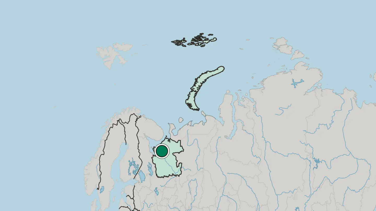 Map of Arkhangel’sk in Russia