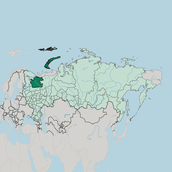 Map showing Arkhangelsk Oblast — In Russia