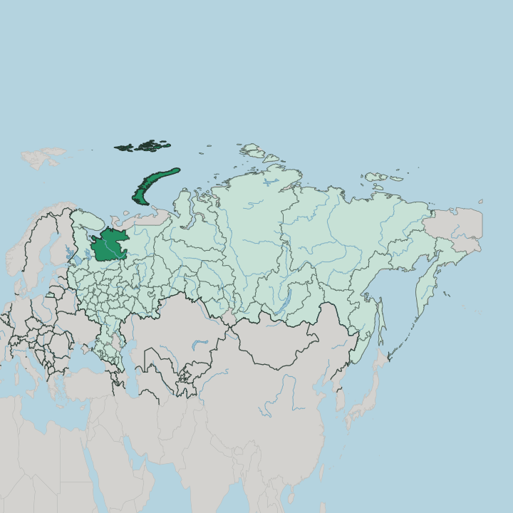 Map showing Arkhangelsk Oblast — In Russia