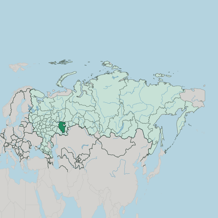 Map showing Bashkortostan — In Russia