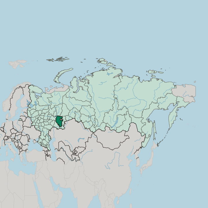 Map showing Bashkortostan — In Russia