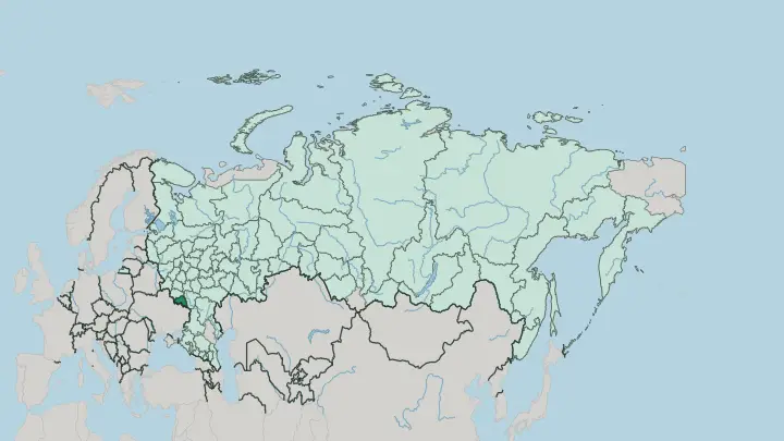 Map of Belgorod Oblast in Russia