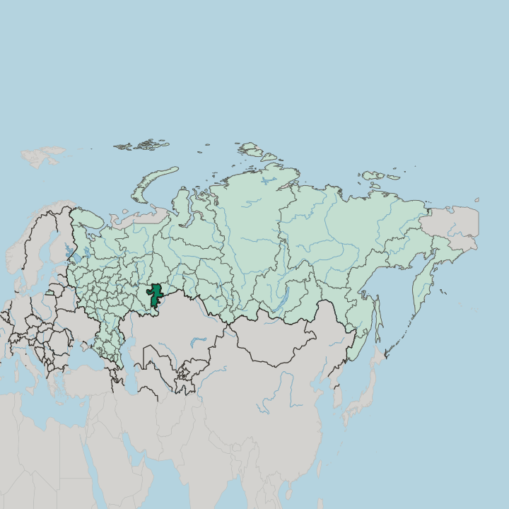 Map showing Chelyabinsk Oblast — In Russia