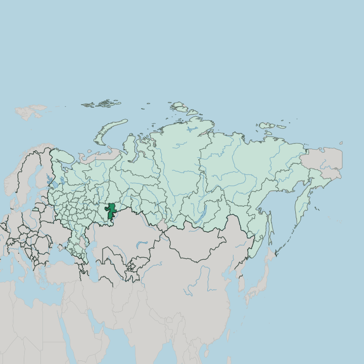 Map showing Chelyabinsk Oblast — In Russia