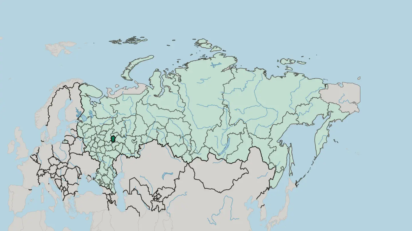 Map of Chuvashskaya Respublika in Russia